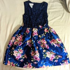 Blue sequined and floral dress